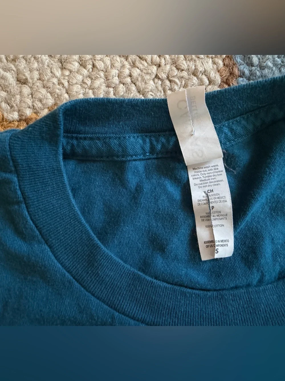 NWOT Canvas Panavision Cotton Teal Crewneck T-Shirt - Picture 4 of 4